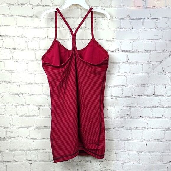 Lululemon Power Y Tank Top Racerback Maroon Stripe Sleeveless Workout Shirt Gym - Picture 5 of 9